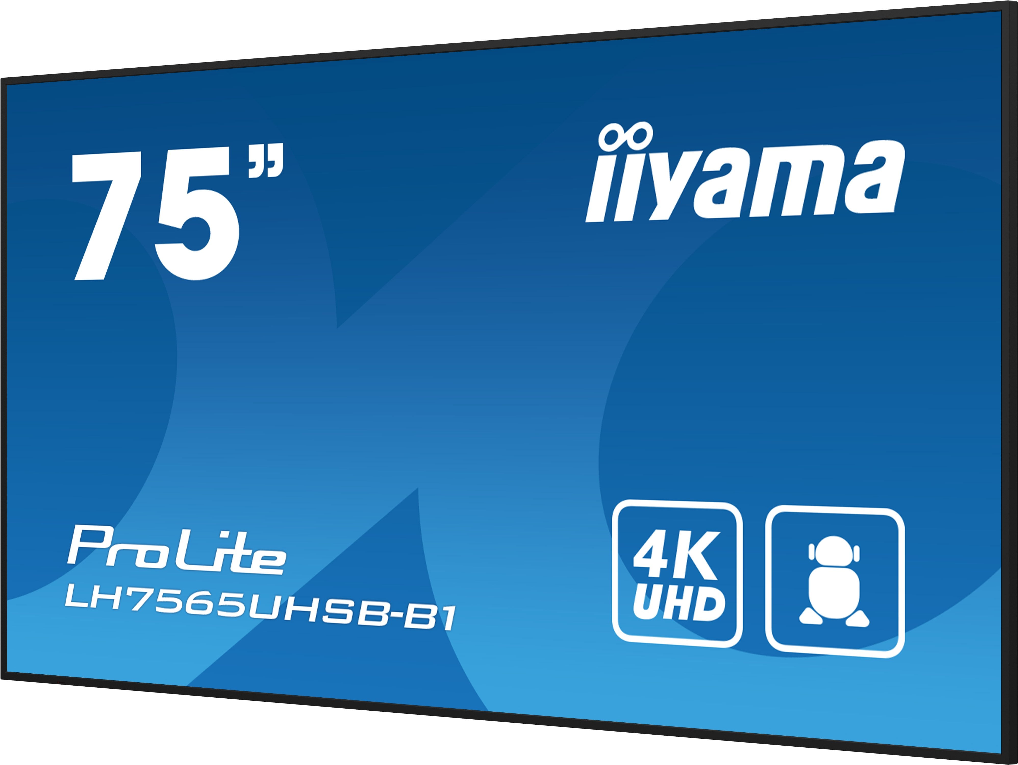 EAN 4948570123599 - iiyama LH7565UHSB-B1 pantalla de señalización Diseño de quiosco 189,2 cm (74.5") LED Wifi 800 cd / m² 4K imagen 7
