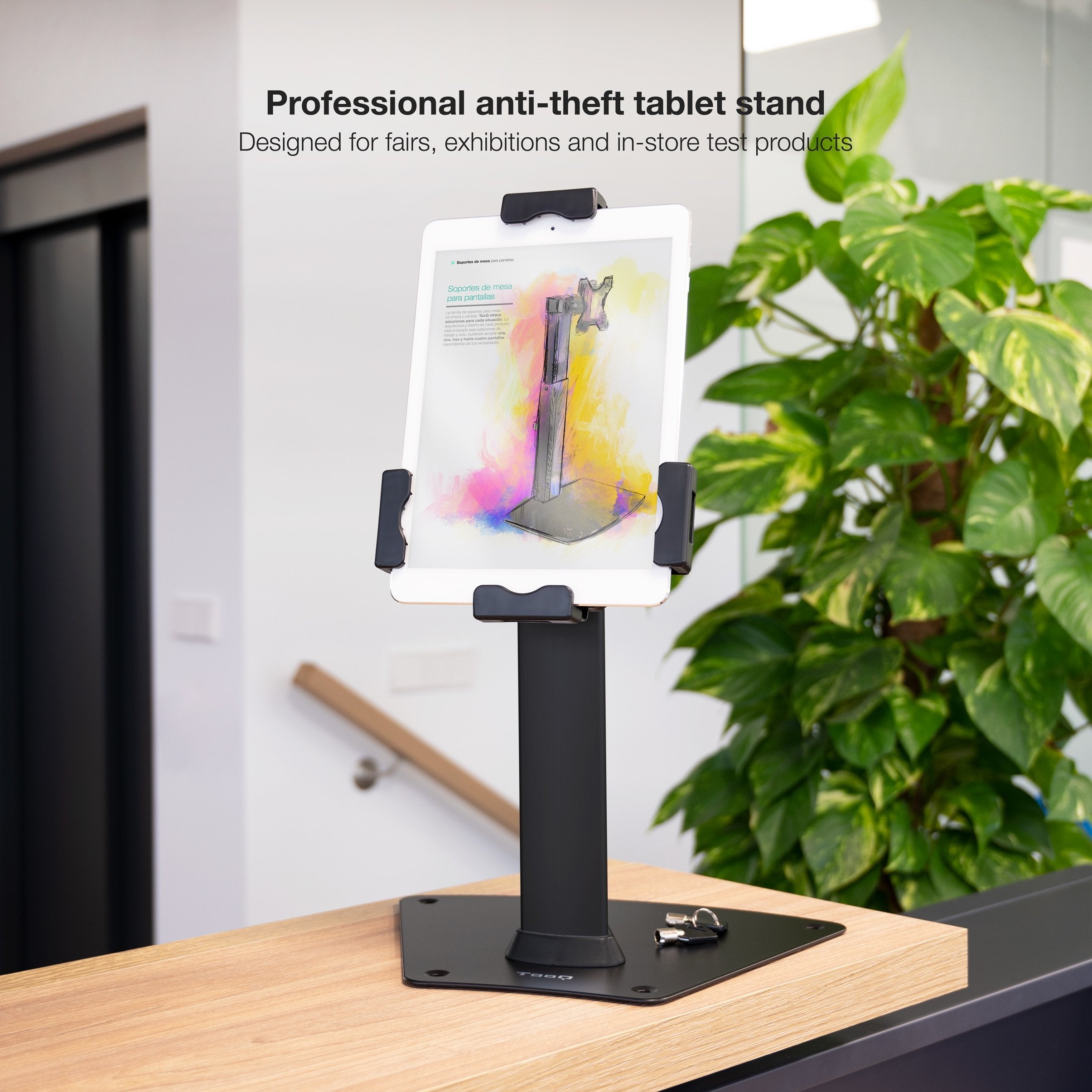 Tooq Soporte De Sobremesa Profesional Ajustable Para Tablet De Entre 7.9? A 10.5? - Incluye Candado Antirrobo -