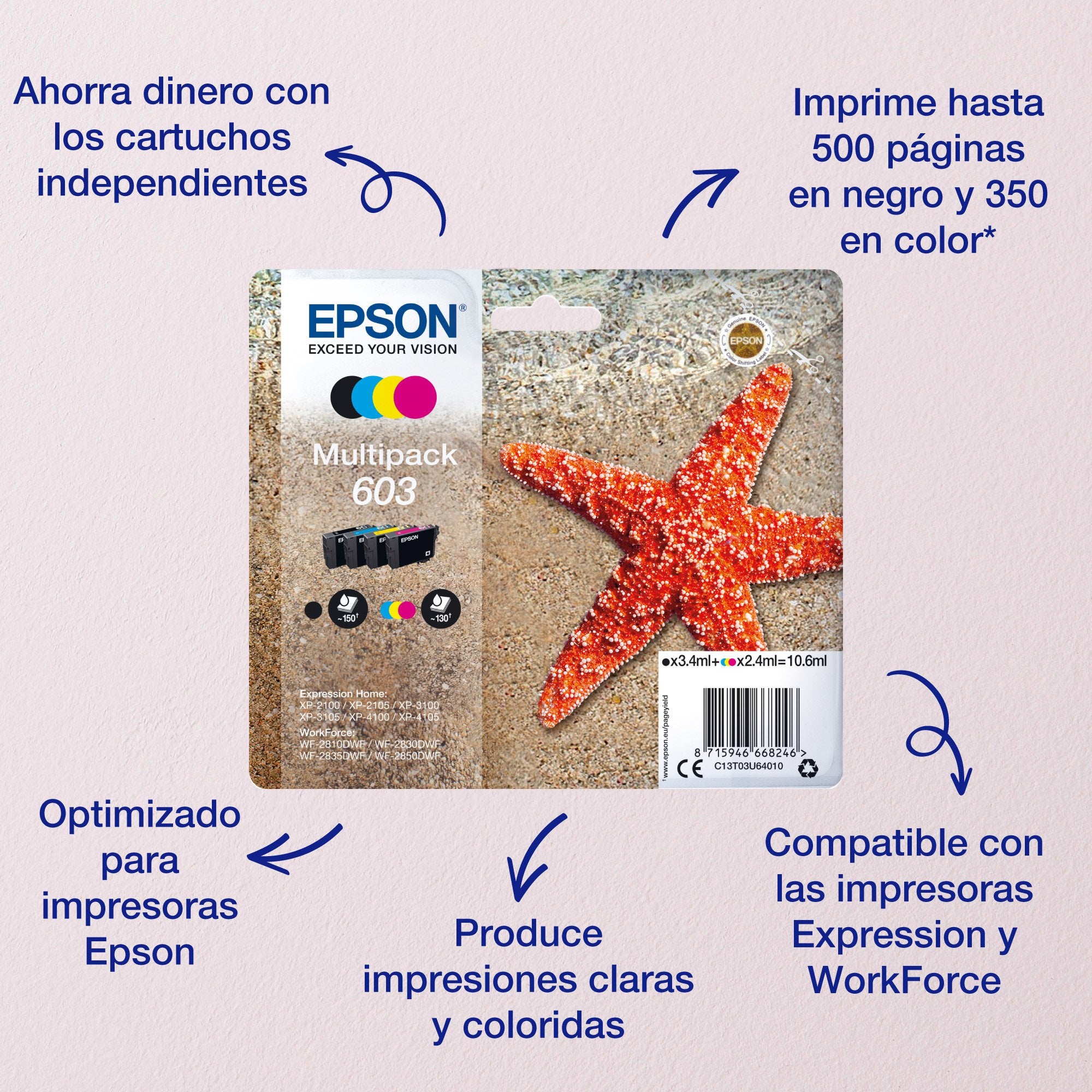 EAN 8715946673691 - Epson C13T03U54510 cartucho de tinta 1 pieza(s) Original Rendimiento estándar Cian, Magenta, Amarillo imagen 2
