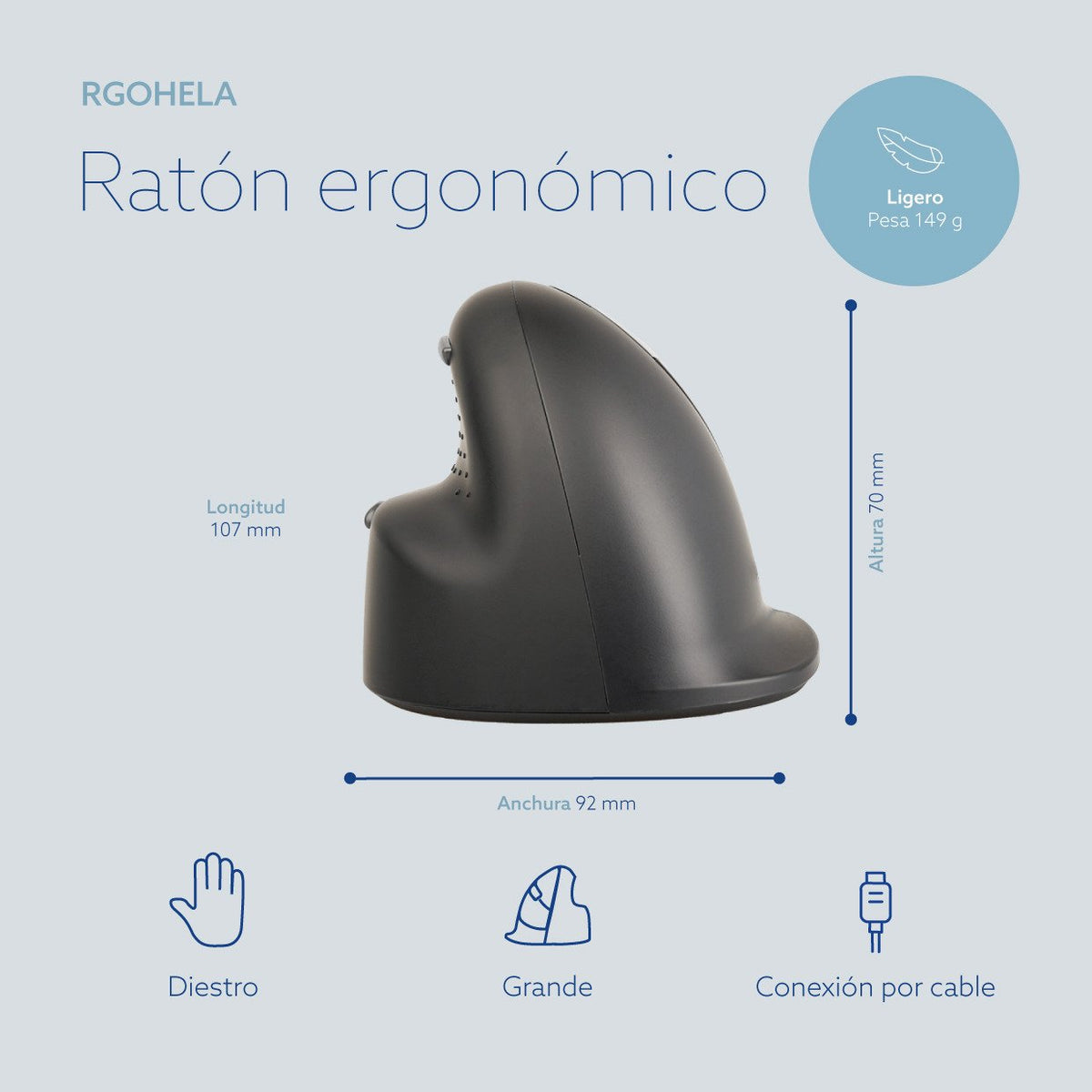 EAN 8719274490463 - R-Go Tools RGOHELA ratón Mano derecha USB tipo A Óptico 2400 DPI imagen 18