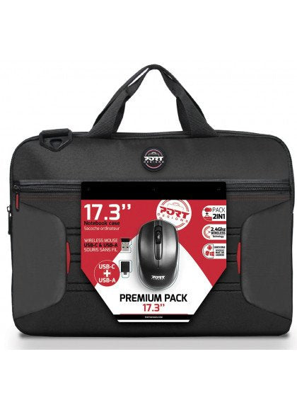 Port Designs Premium Pack 17.3 Maletín Para Portátil + Ratón Inalámbrico + Adaptador Dungle Usb Y Tipo C