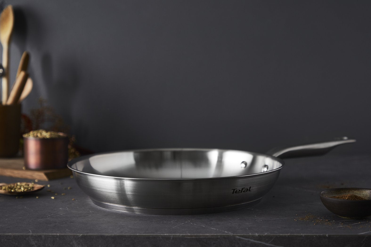 Tefal Virtuoso E4920625 Sartén Multiuso Alrededor, Pan Acero Fino, Alrededor, Sartén Multiuso, Acero Inoxidable, Acero Inoxidable, 250 °C, Acero Inoxidable