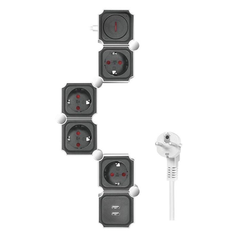 Regleta De Enchufes De 4 Vías Logilink, 4xcee 7/3 + 2xusb-A, 1,5 M