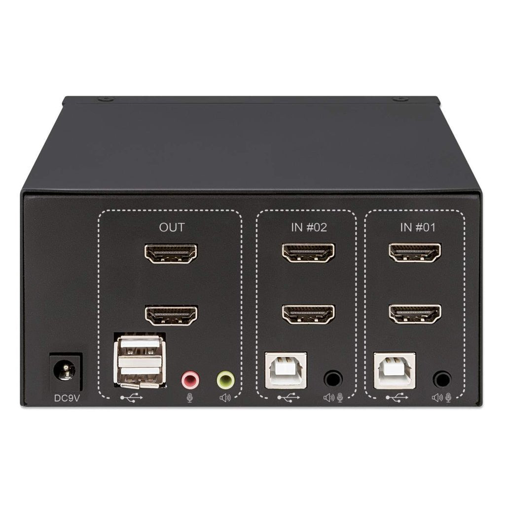 Conmutador Kvm Manhattan 2 Puertos Monitor Dual Hdmi 4k@30hz