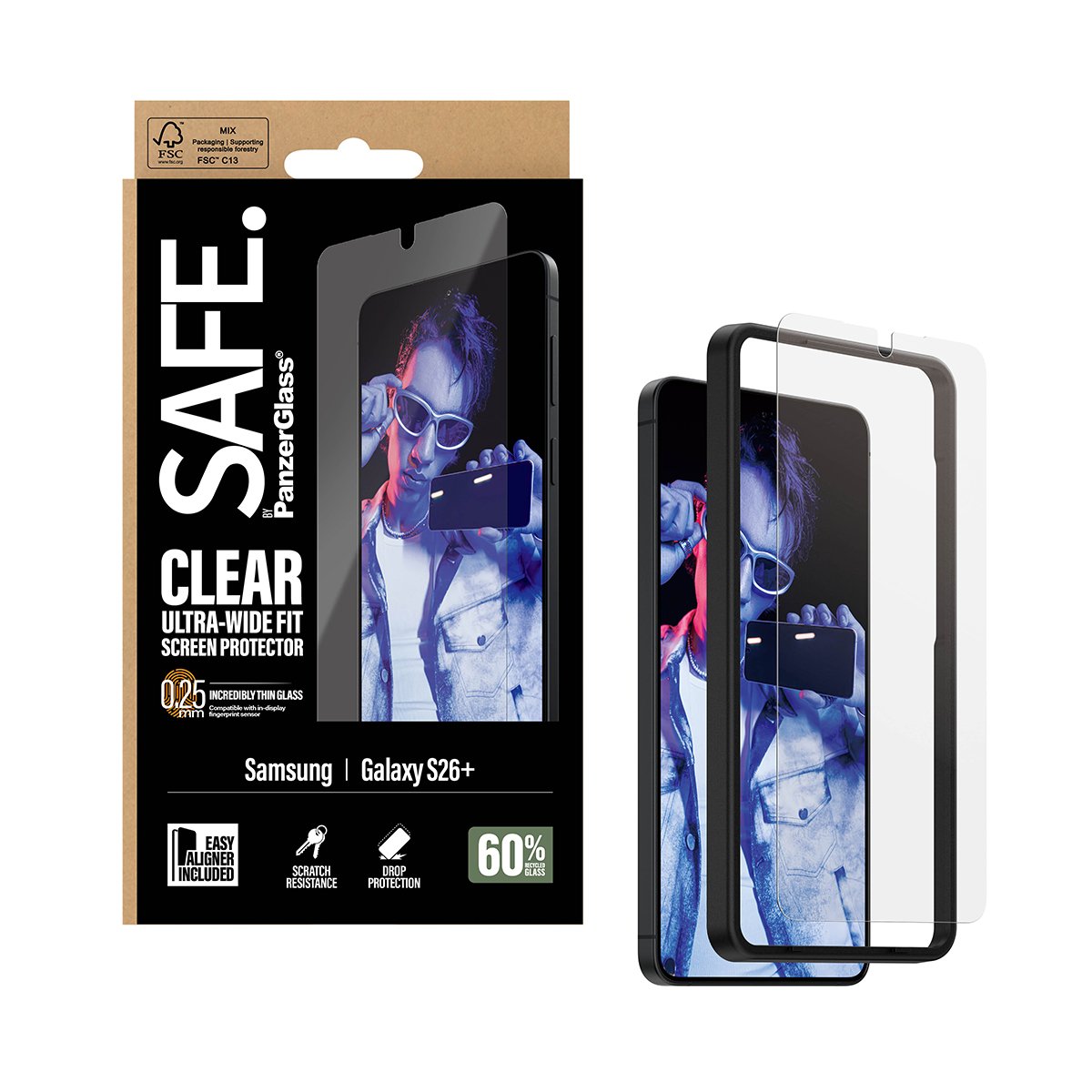 EAN 5715685033957 - PanzerGlass SAFE. by ® Screen Protector Samsung Galaxy S26+ | Ultra-Wide Fit w. EasyAligner Protector de imagen 5