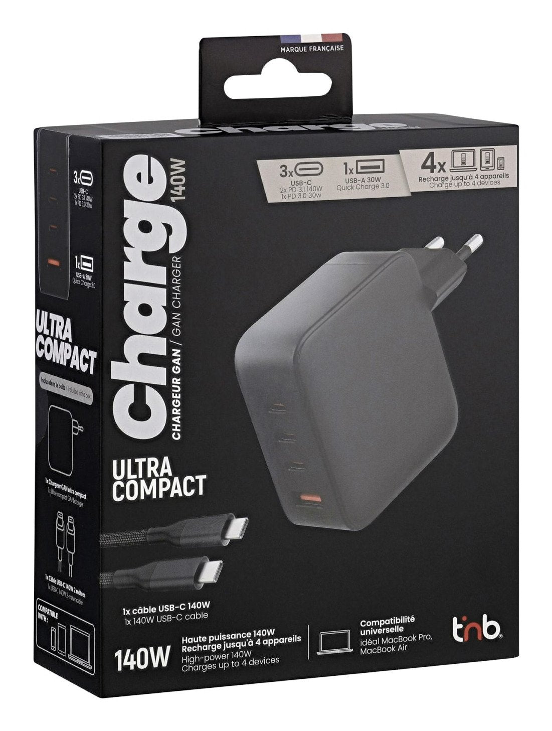 EAN 3303170120835 - T'nB CHNBGAN140W cargador de dispositivo móvil Portátil, Tableta, Smartphone Negro Corriente alterna Inte imagen 6