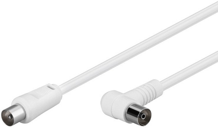 Antenna Connection Cable, Angled, 100% Shielded, White, 1.5