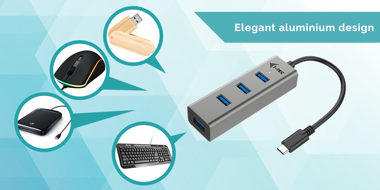 EAN 8595611702266 - i-tec Metal C31HUBMETAL403 hub de interfaz USB 3.2 Gen 1 (3.1 Gen 1) Type-C 5000 Mbit/s Gris imagen 6
