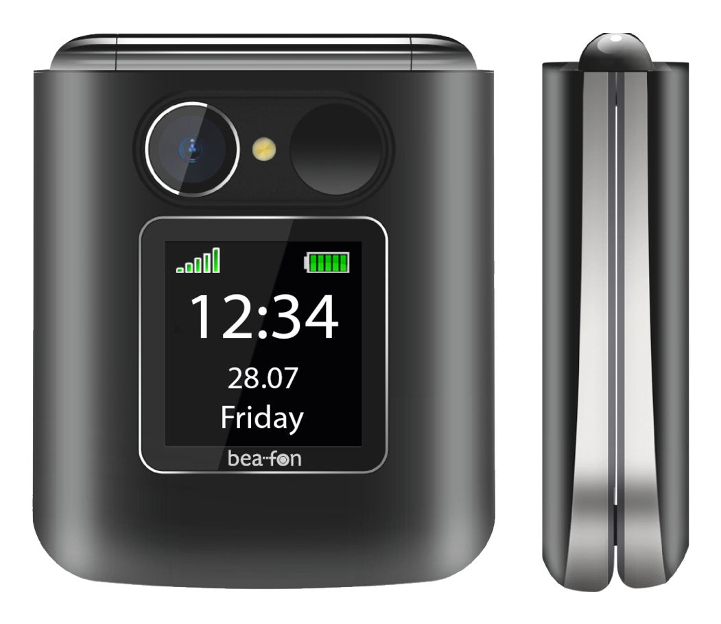 Beafon Fold 10 Lte, Silver Line, Grosstastenklapphandy, Negro-Silber