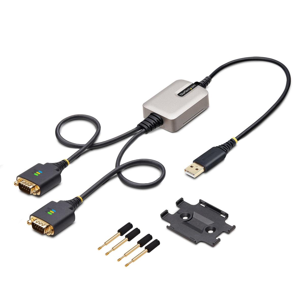 Startech.Com 2p1ffc-Usb-Serial Cambiador De Género Para Cable Usb-A 2 X Db-9 Rs-232 Negro, Gris