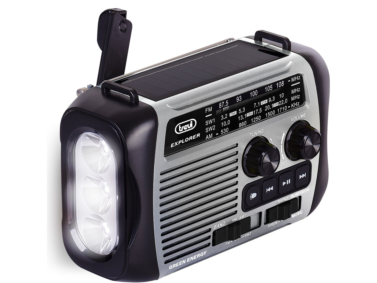 Radio Trevi Ra 7f30 Bt Explorer Carga Solar & Dinamo Gray