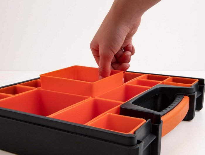 Sortimentsbox Mit 14 Fächern 312 X 272 X 60 Mm Naranja Schwarz