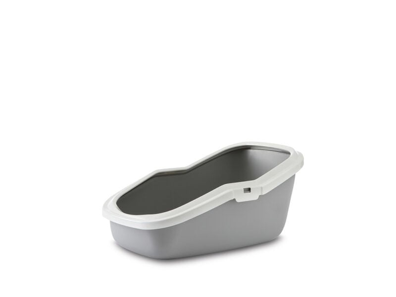 Savic Aseo Gris Con Borde Blanco Bandeja Sanitaria Abierta Para Gatos - 56x39x27,5 Cm - 1 Ud.