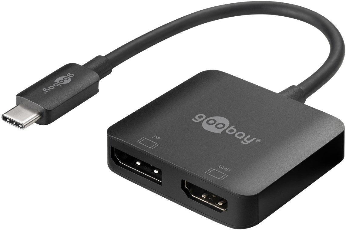 Adaptador De Cable De Vídeo Goobay 60172 0,15 M Usb Tipo C Hdmi + Displayport Negro