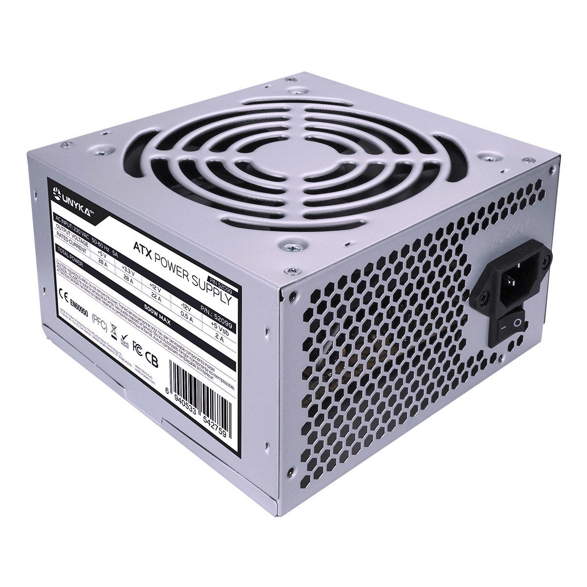 EAN 6940533542759 - UNYKAch ATX 500W unidad de fuente de alimentación 20+4 pin ATX Plata imagen 3