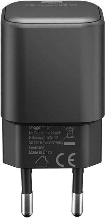 Cargador 65w Usb 1 Puert. Usb-C Negro Gan Pd Salida Lateral Tamaño Nano Goobay