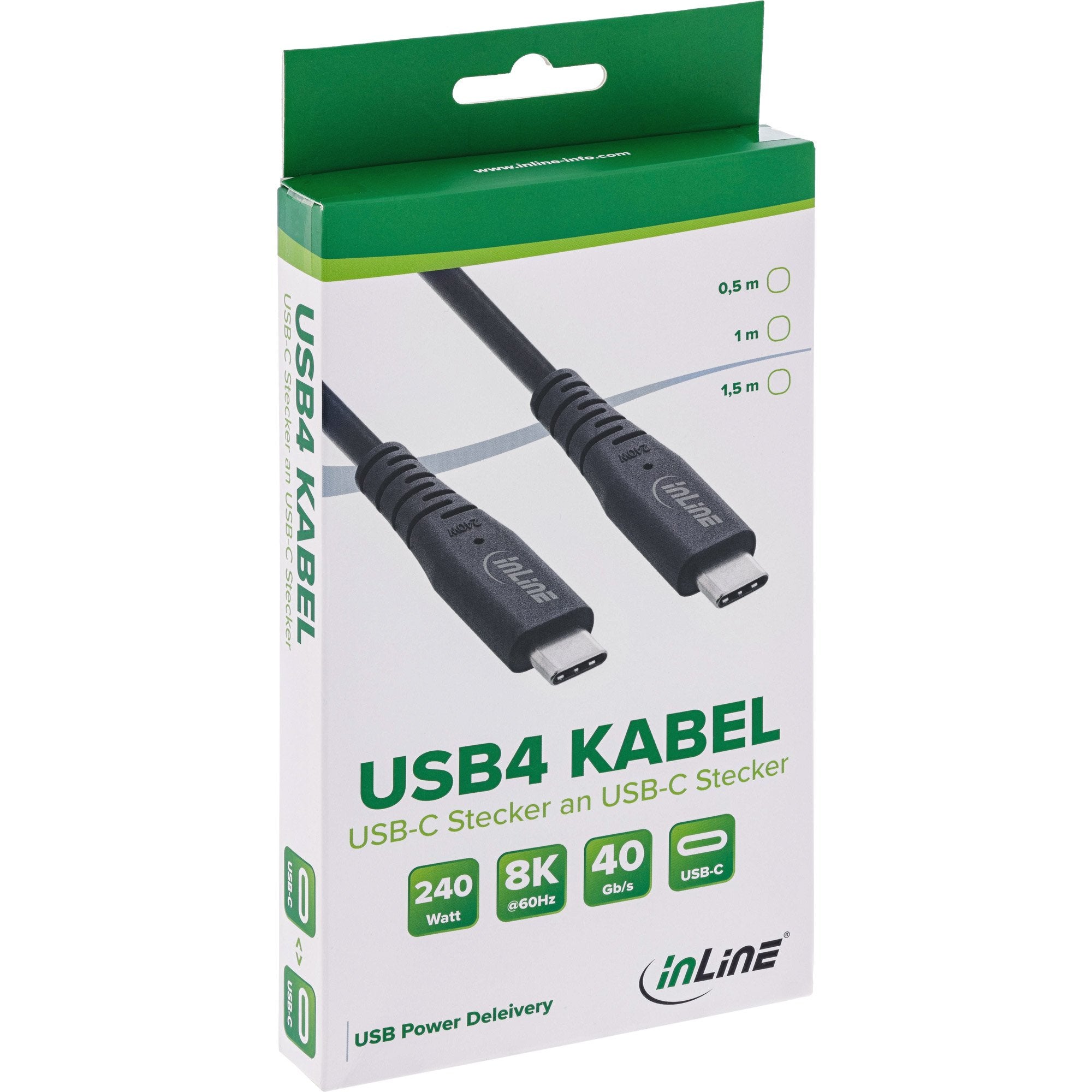 EAN 4043718312764 - InLine 35906I cable USB USB4 Gen 3x2 0,5 m USB C 40 Gbit/s 240 W Negro imagen 2
