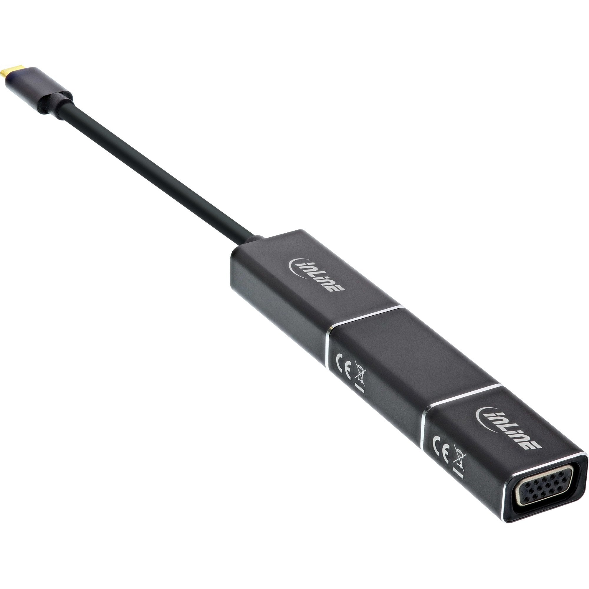 Inline Usb Display Converter Set 6 En 1, Usb Tipo C Macho A Displayport Hembra, Hdmi, Vga (Modo Alternativo Dp), 4k2k, Negro, 0,2 M
