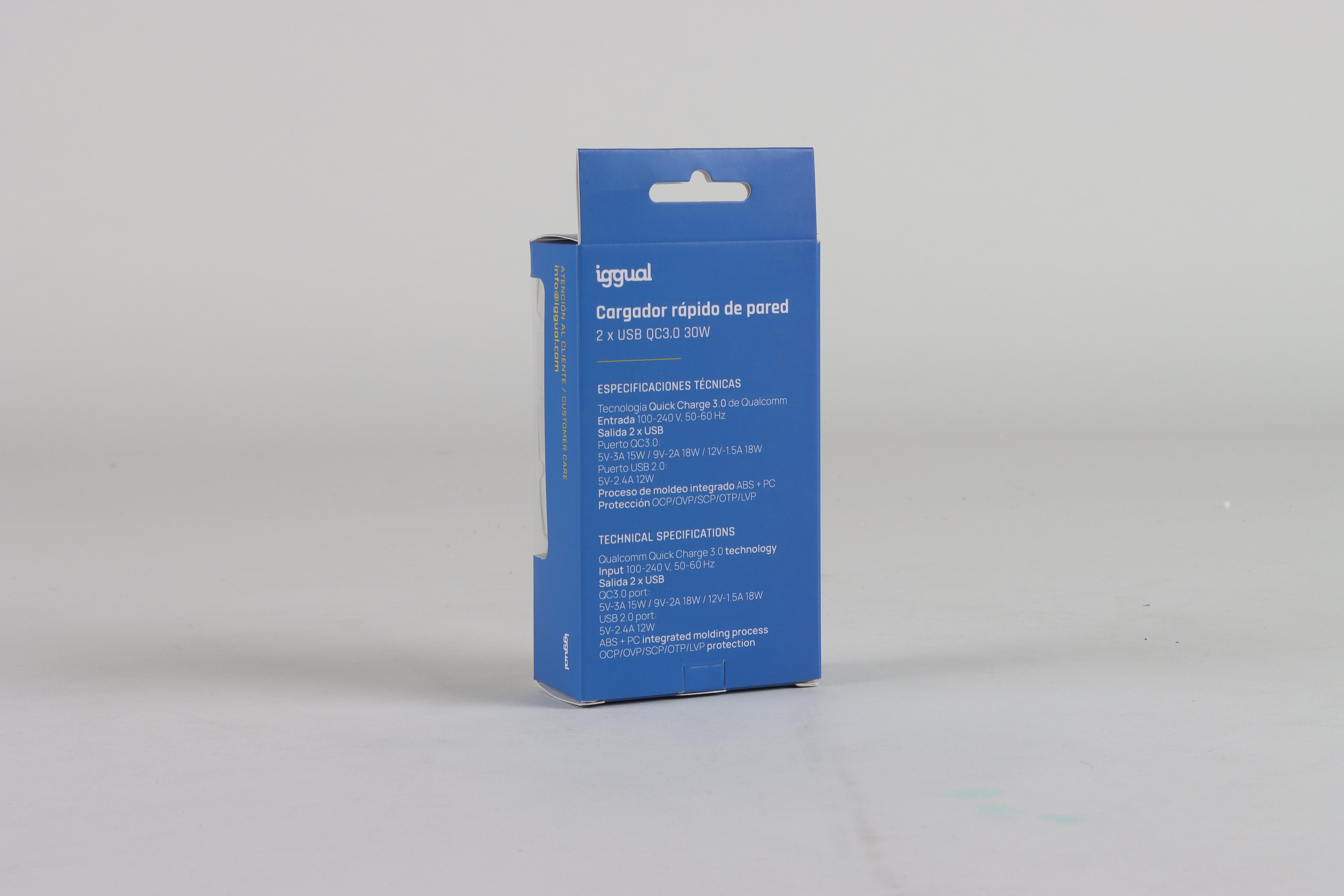 Iggual Cargador 2xusb Carga Rápida Qc3.0 30w