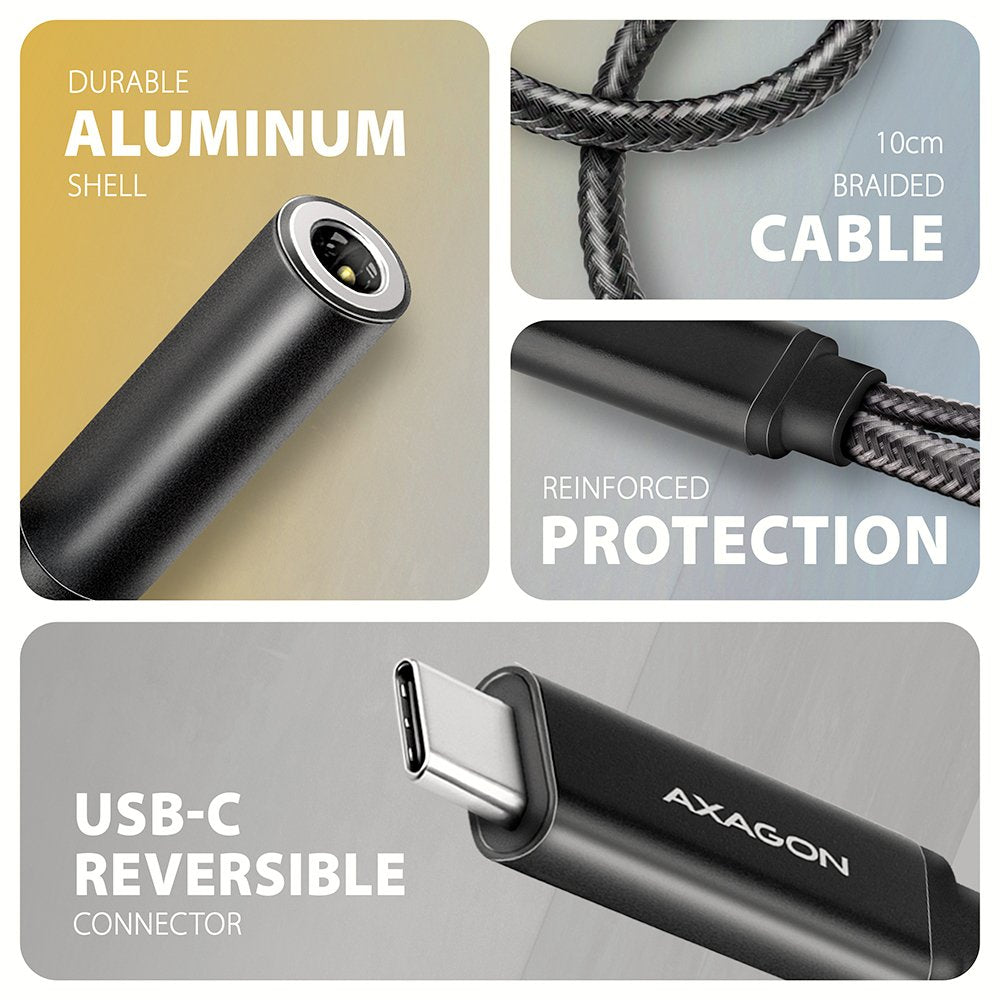 EAN 8595247908759 - Axagon ADA-HCPD cable de audio 0,1 m USB-C, 3.5 mm USB-C Negro imagen 3