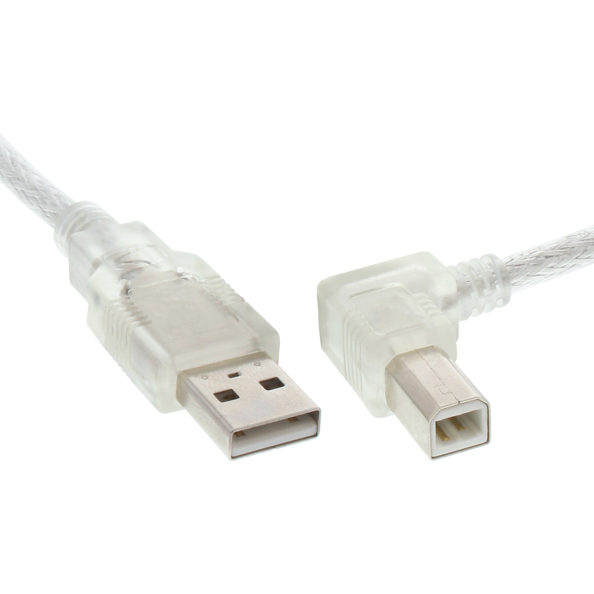 Inline Usb 2.0 Cable En Ángulo Recto Tipo A Macho A B Macho Transparente 0,3 M