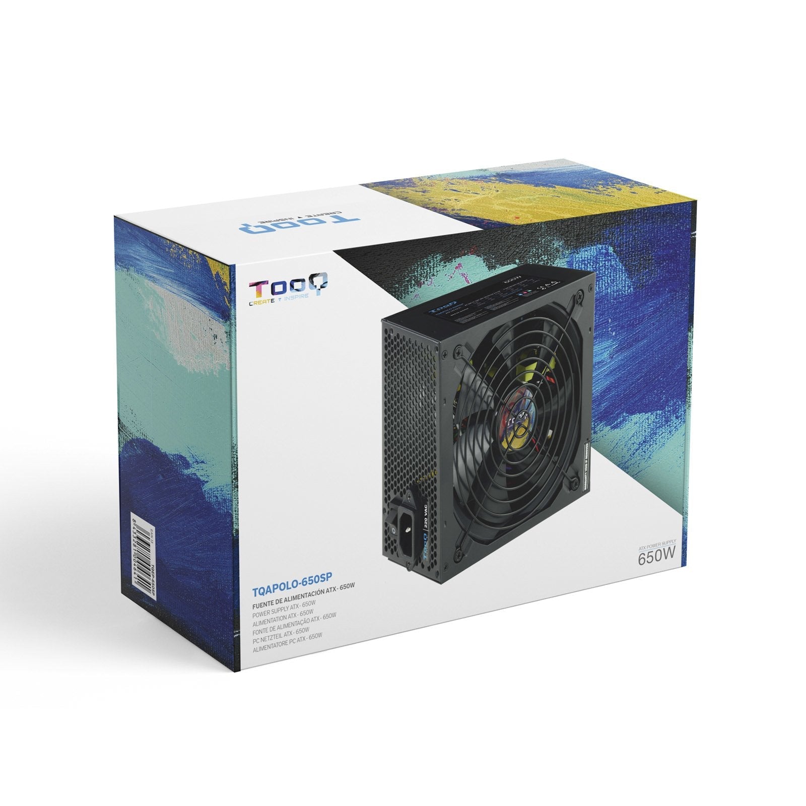 EAN 8433281010291 - TooQ TQAPOLO-650SP unidad de fuente de alimentación 650 W 20+4 pin ATX ATX Negro imagen 7