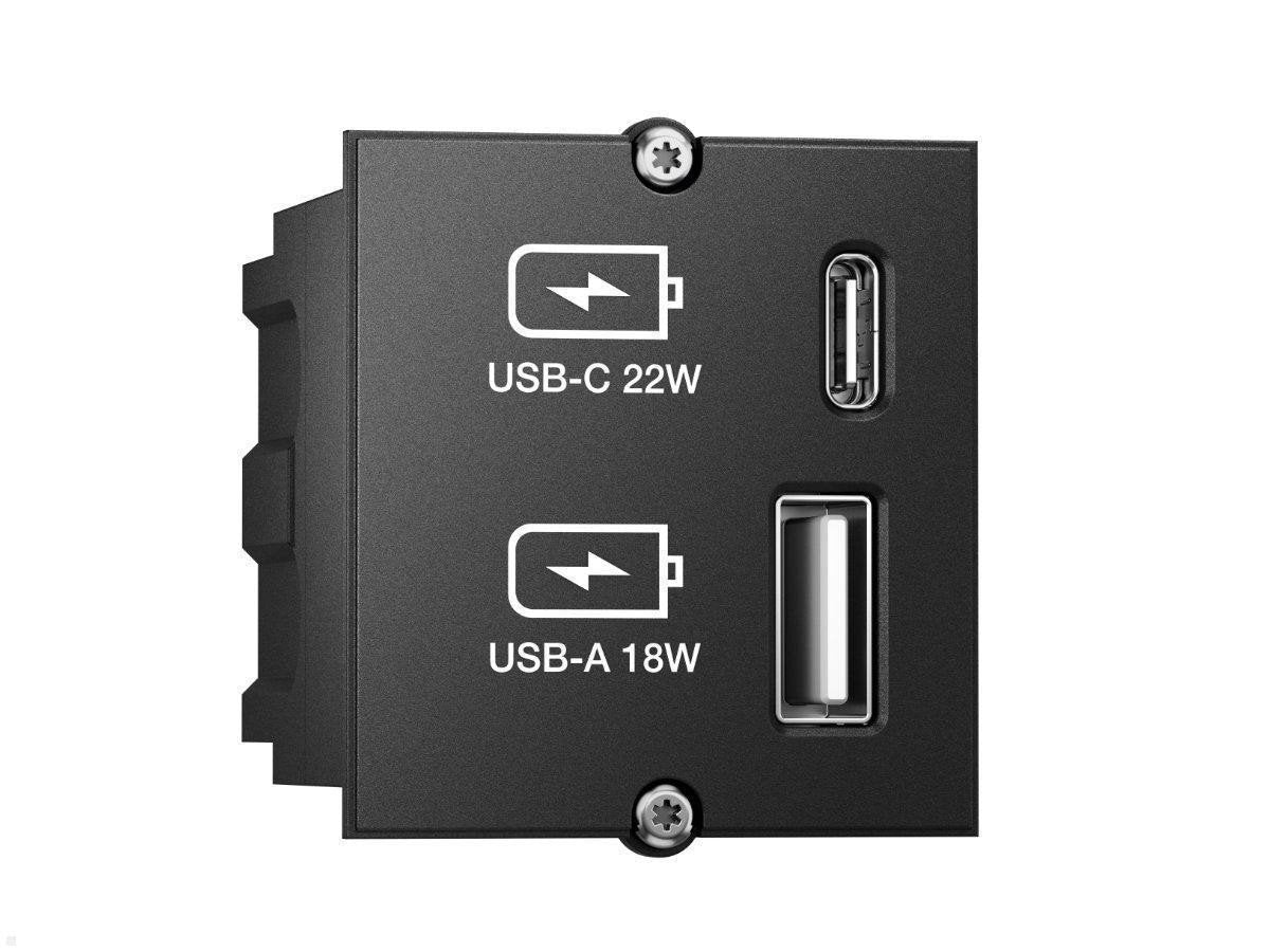 Bachmann Cargador Usb De Módulo Personalizado, Usb-A + Usb-C, Cargador Negro, Para Enchufes De Mesa 917227