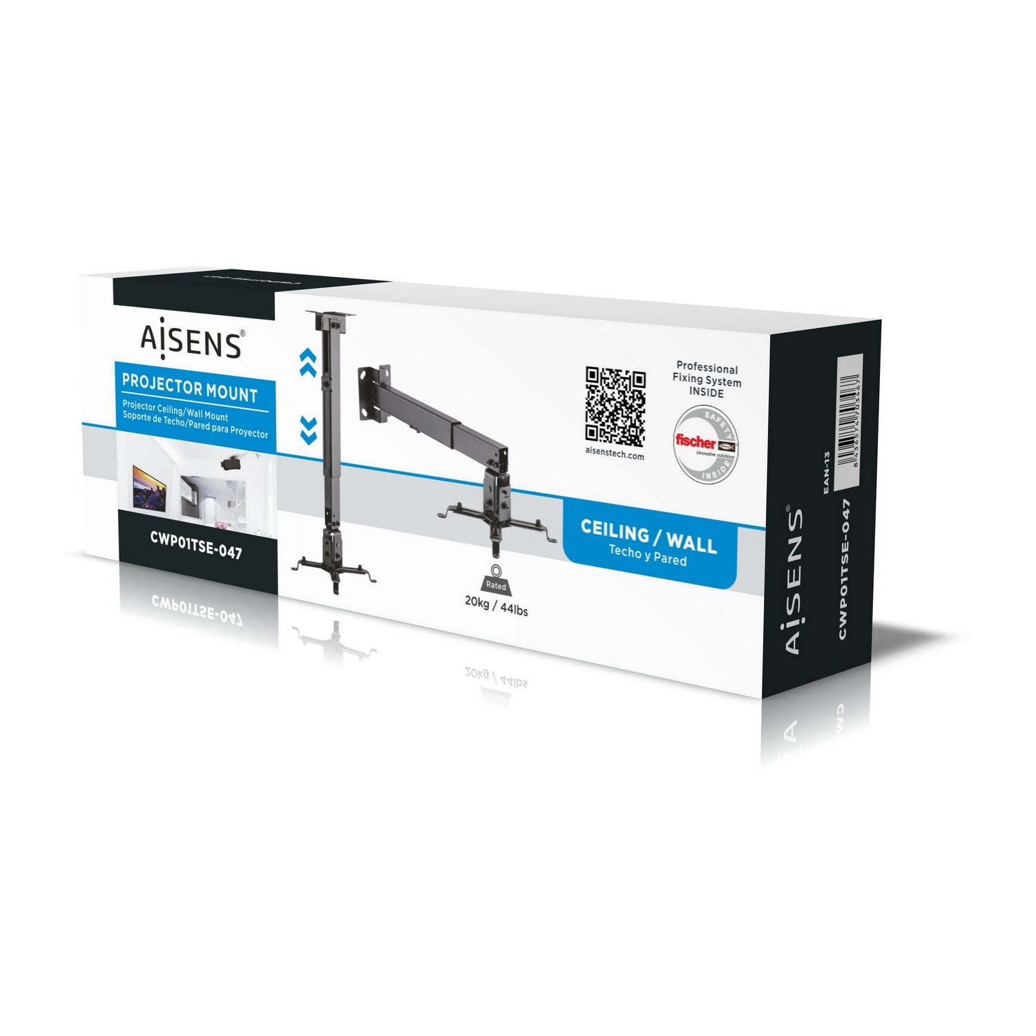 Aisens Soporte Universal Inclinable Y Extensible De Techo/Pared Para Proyector - Negro