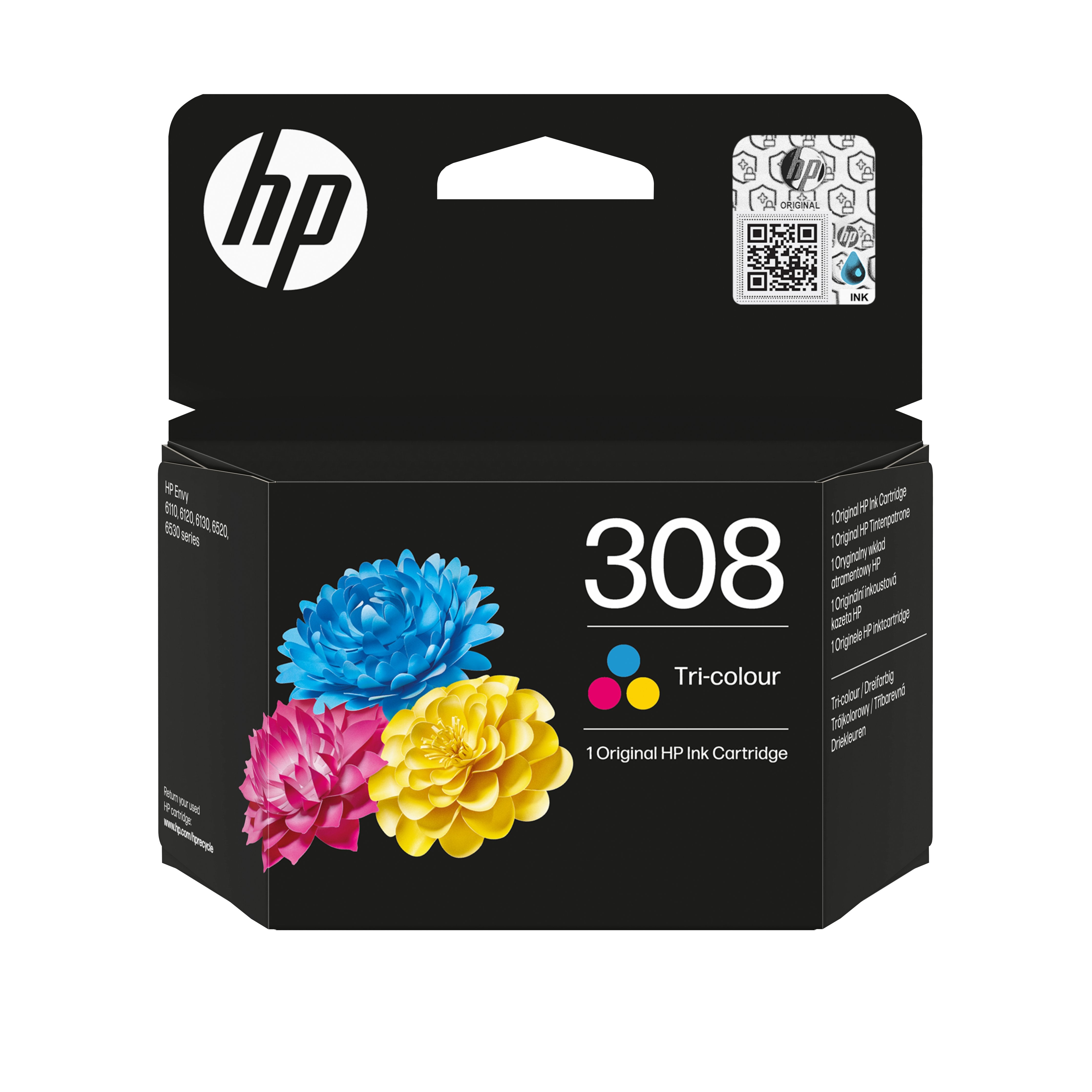 EAN 0196786390357 - HP 308 Tri-color Original Ink Cartridge cartucho de tinta 1 pieza(s) Rendimiento estándar Cian, Magenta, imagen 1