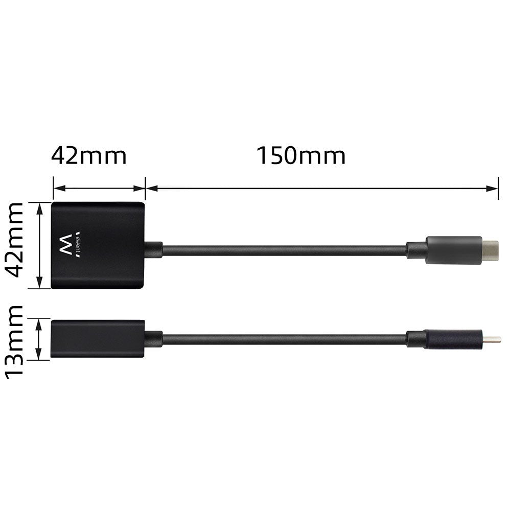 EAN 8054392619618 - Ewent EW9825 adaptador de cable de vídeo 0,15 m USB Tipo C DisplayPort Negro imagen 3