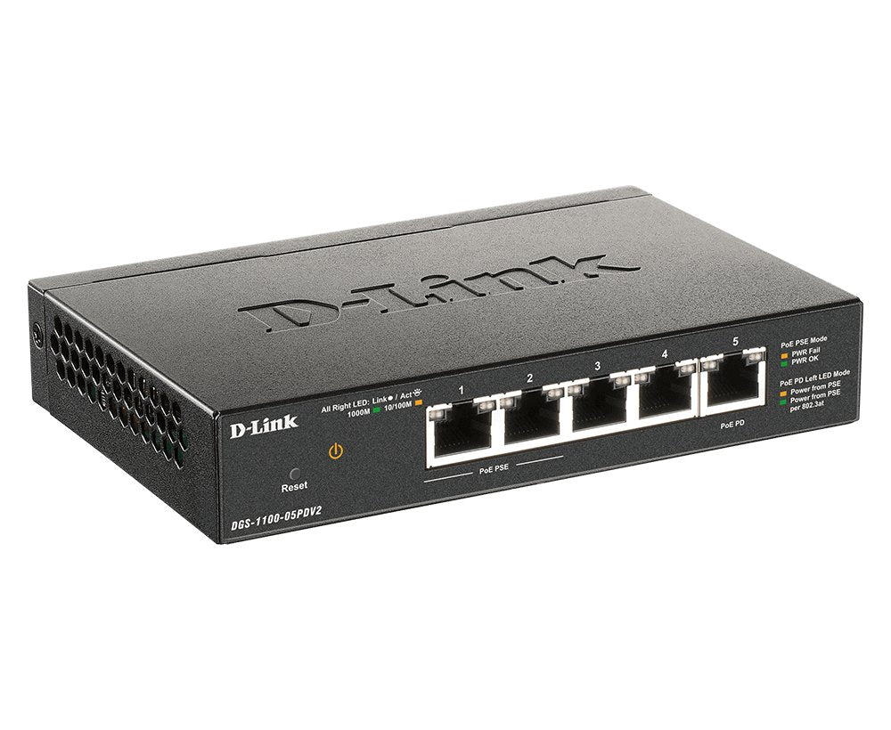 EAN 0790069453298 - D-Link DGS-1100-05PDV2 switch Gestionado Gigabit Ethernet (10/100/1000) Energía sobre Ethernet (PoE) Negr imagen 3