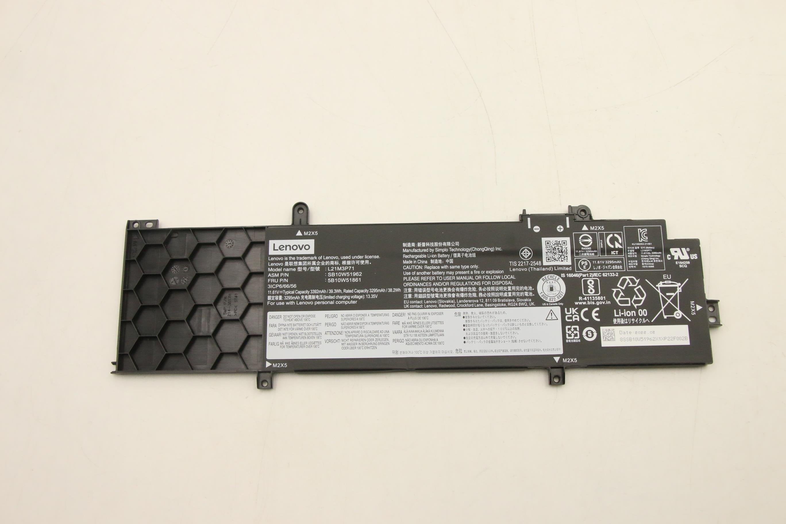 39.3wh Internal Lithium-Ion Battery For Lenovo Thinkpad