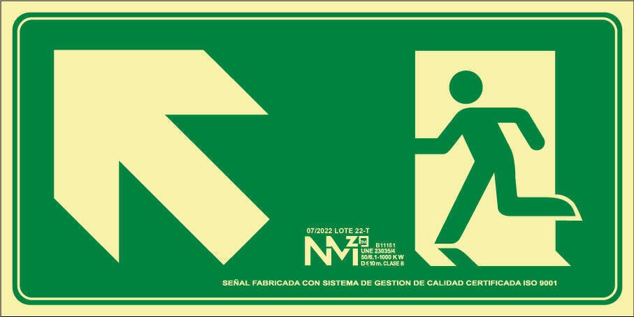 Archivo 2000 Señal "Evacuar Escalera Arriba Izquierda" 320x160mm Pp 700 Micras Verde