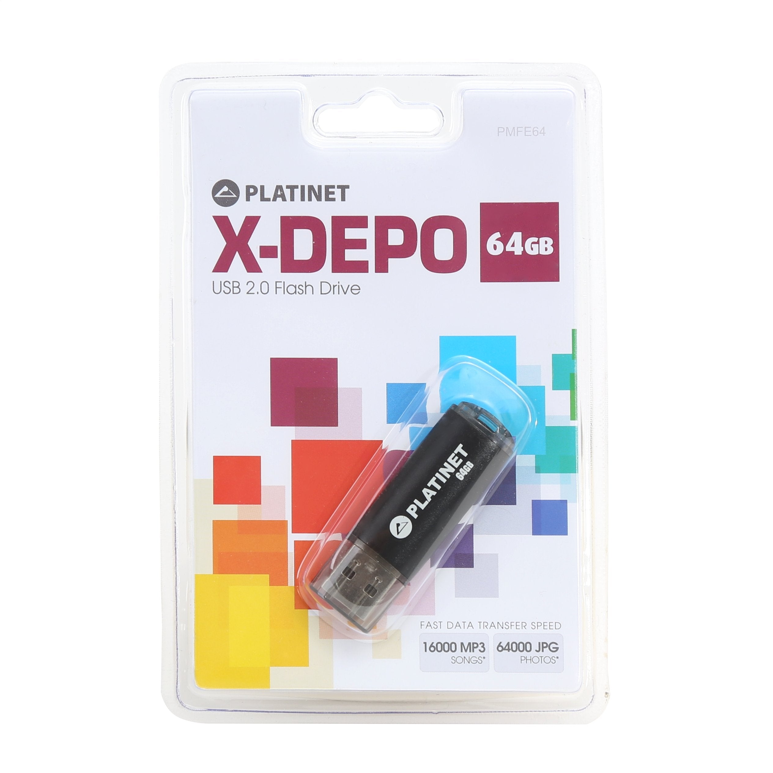 Platinet Pendrive Usb 2.0 X-Depo 64gb Pmfe64b Negro