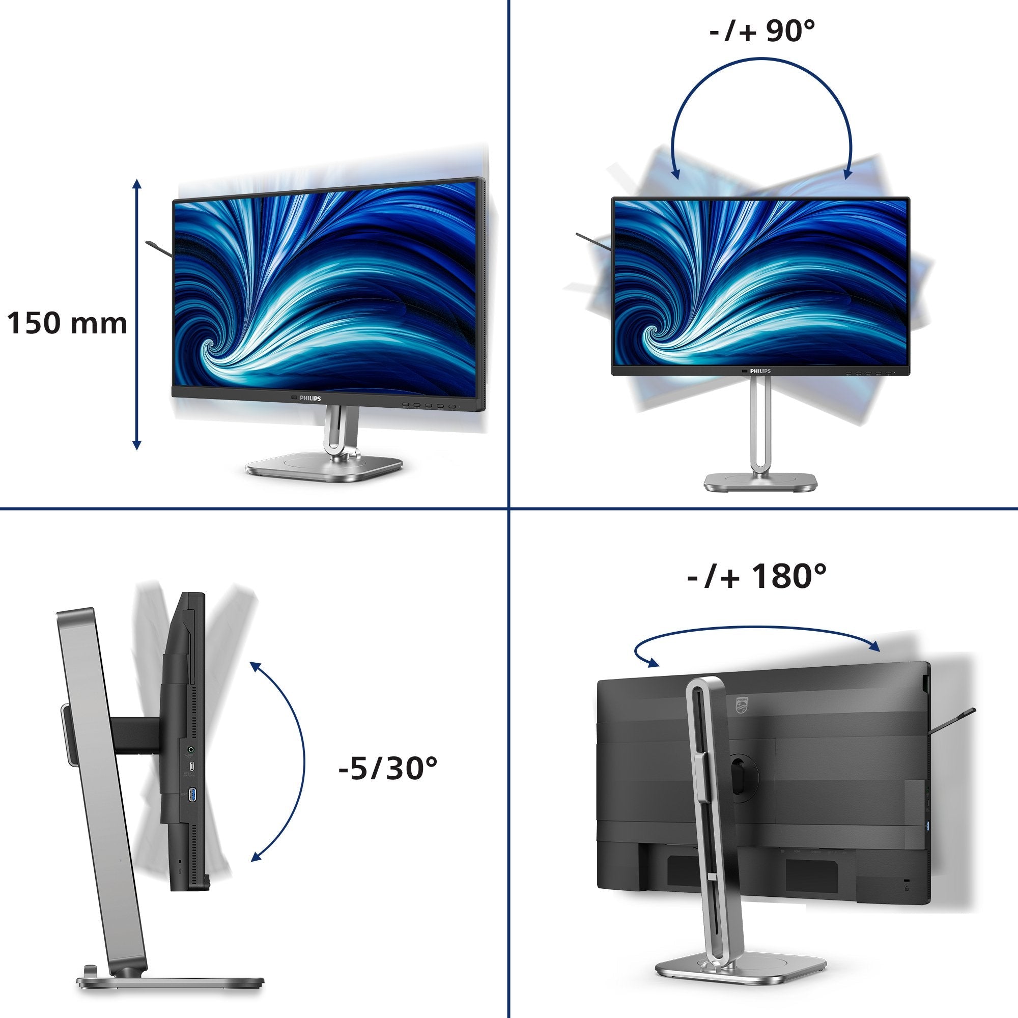 Philips 24b2n4200 00 23.8" 1920x1080 Vga Hdmi Dp Usb