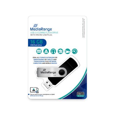 EAN 4260459613596 - MediaRange MR931-2 unidad flash USB 16 GB USB Type-A / Micro-USB 2.0 Plata, Negro imagen 3
