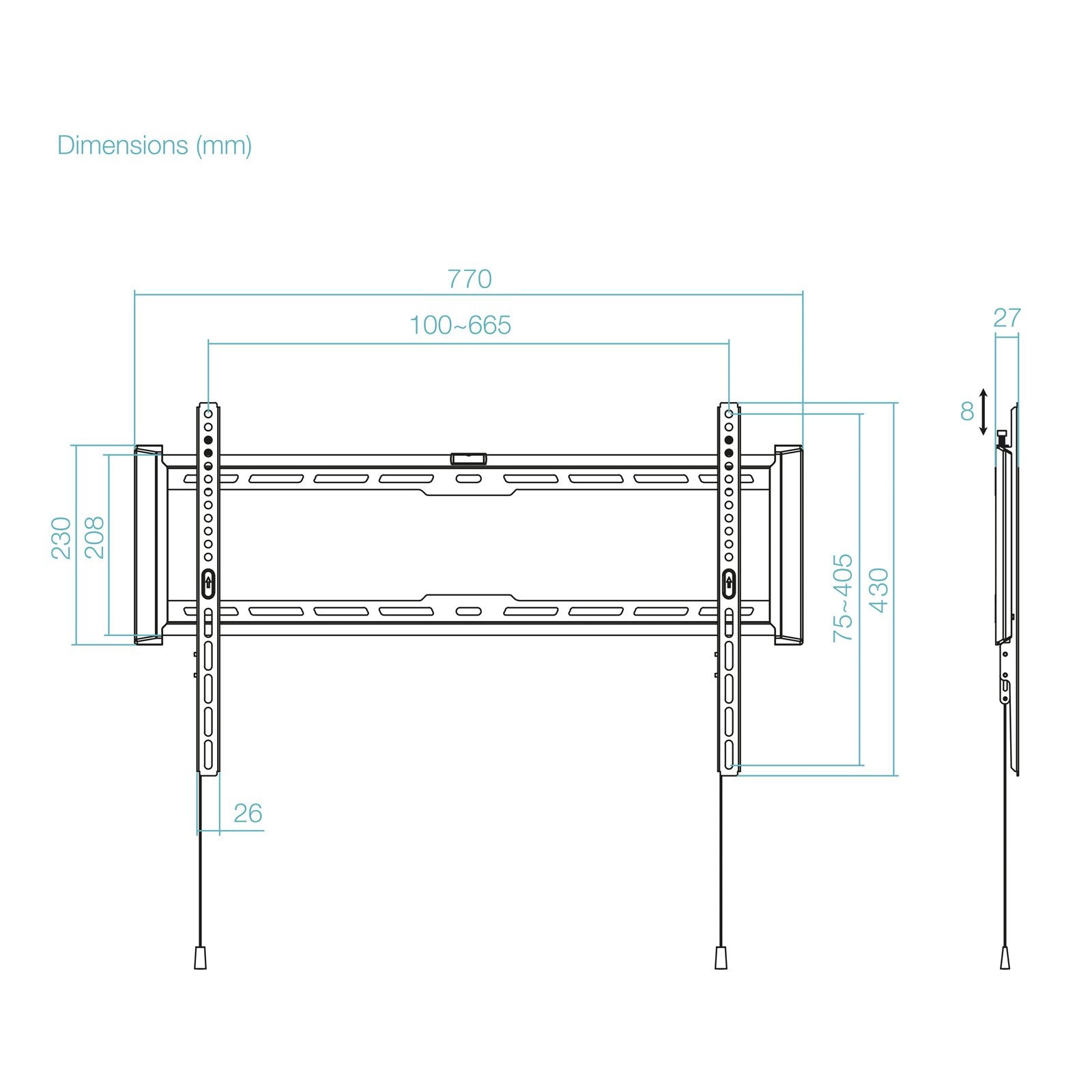 Soporte Fijo Pared Pantallas 37"-80", Negro