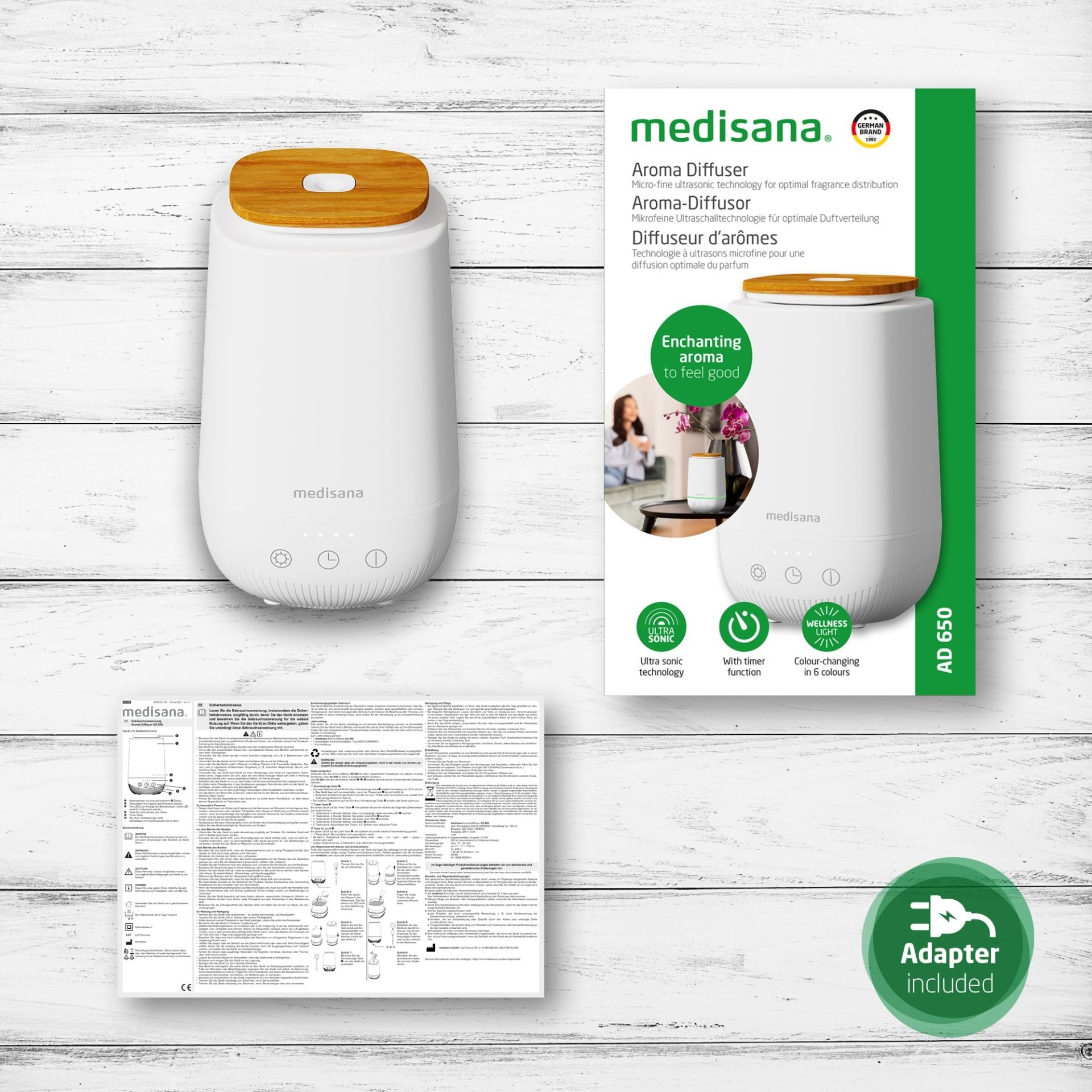 EAN 4015588600890 - Medisana AD 650 difusor de aroma Tanque Blanco, Madera imagen 4