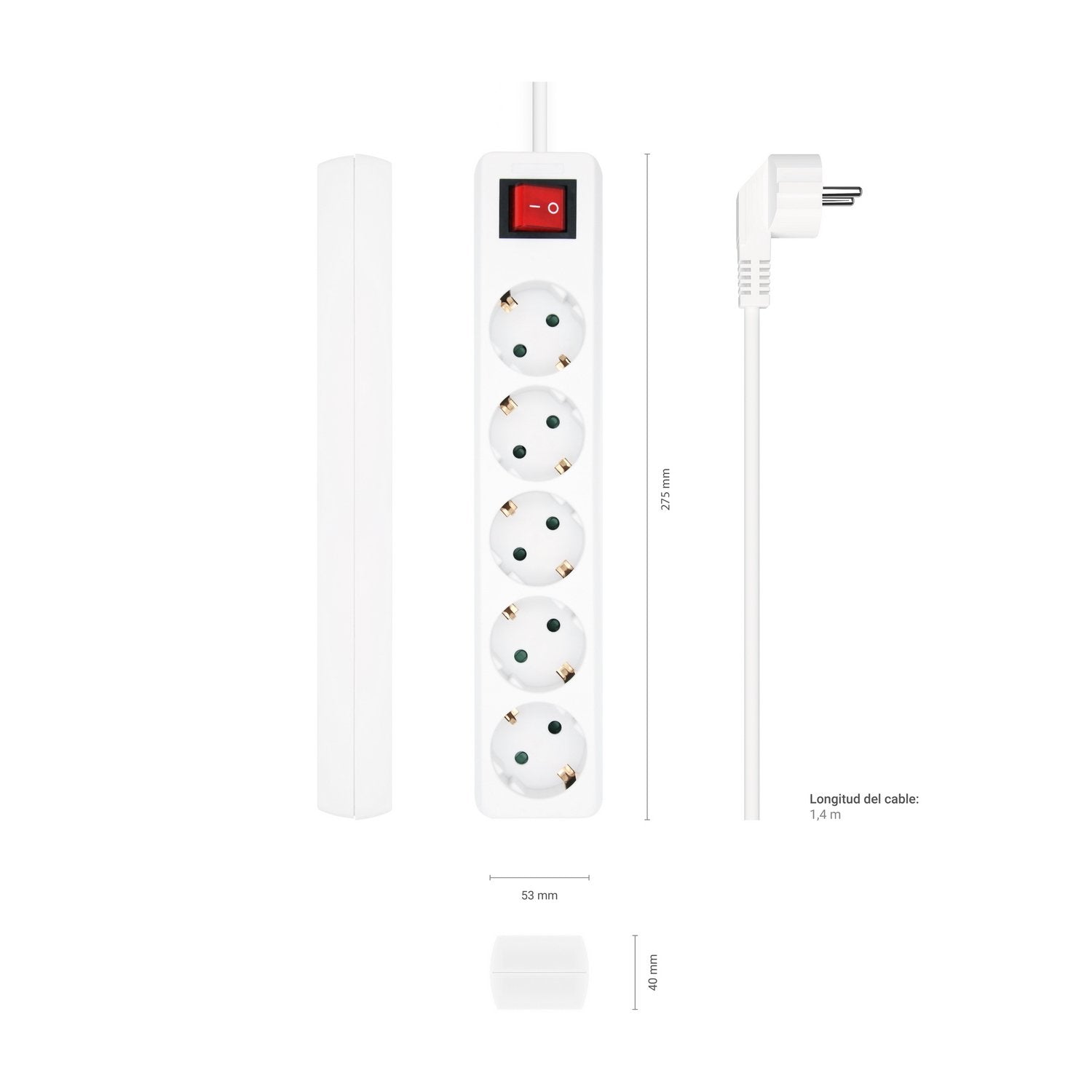 EAN 8436574707700 - AISENS A154-0651 base múltiple 1,4 m 5 salidas AC Interior imagen 3