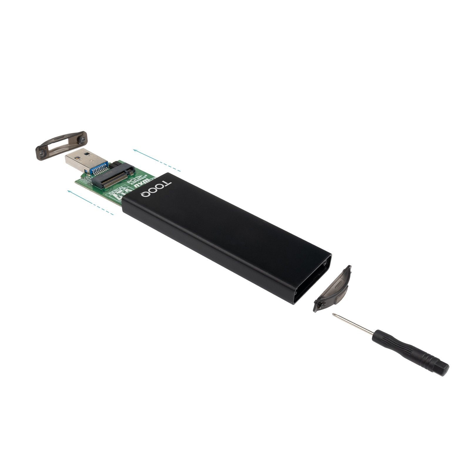 Caja Externa Para Disco Ssd M.2 Nvme Tooq Tqe-2240b Usb 3.0 Usb Tipo-C 3.2 Gen2
