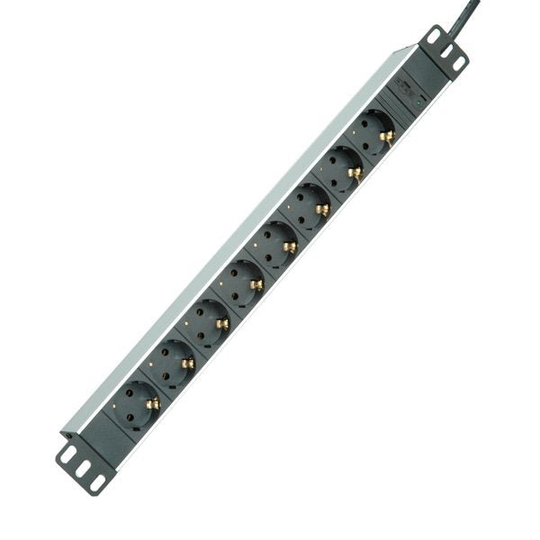 48,26cm 19pulgadas Regleta De Enchufes 8vías + C14-Conector Macho Aluminium 2m