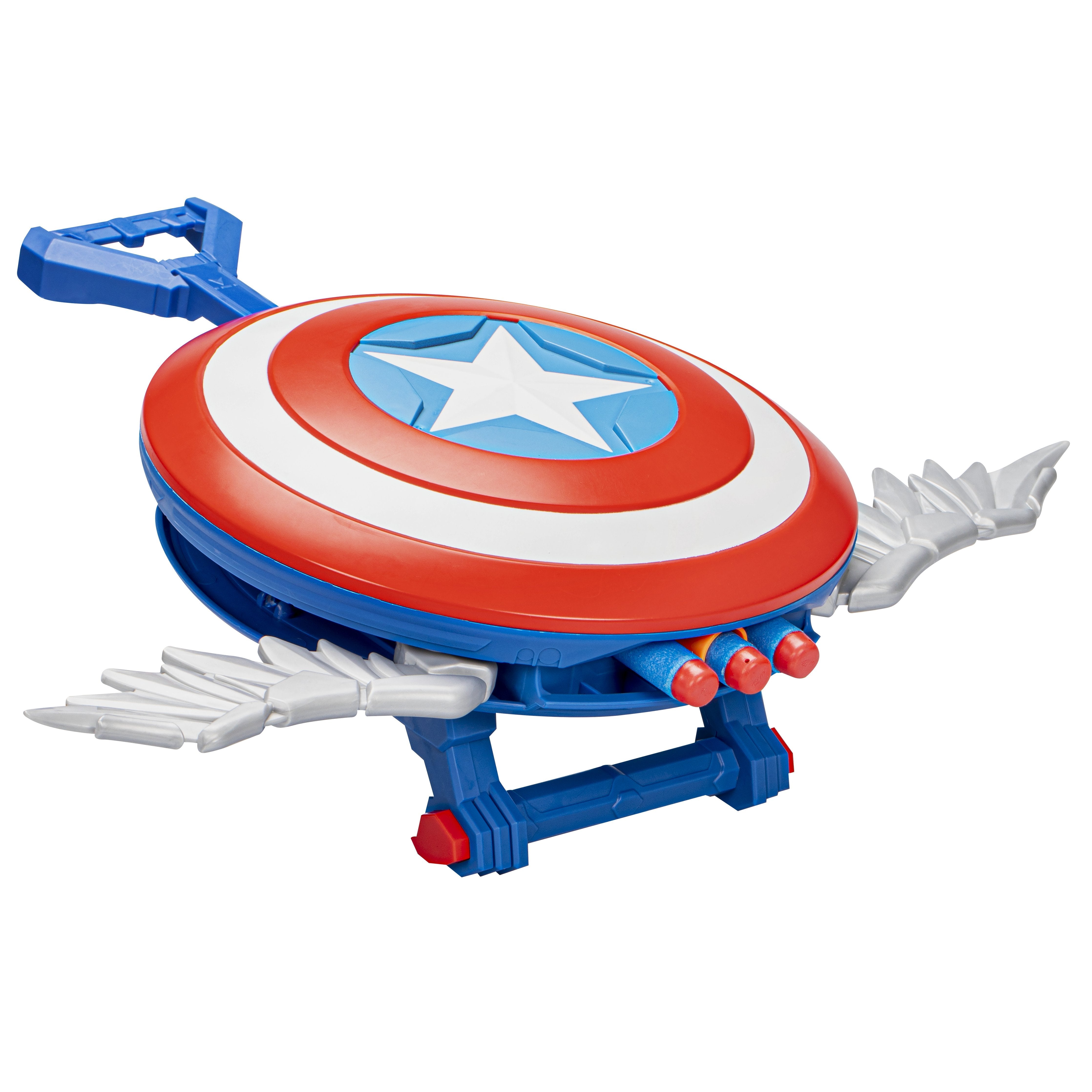 Lanzador Hasbro Nerf Marvel Mech Strike Mechasaurs Capitán América Con Redwing