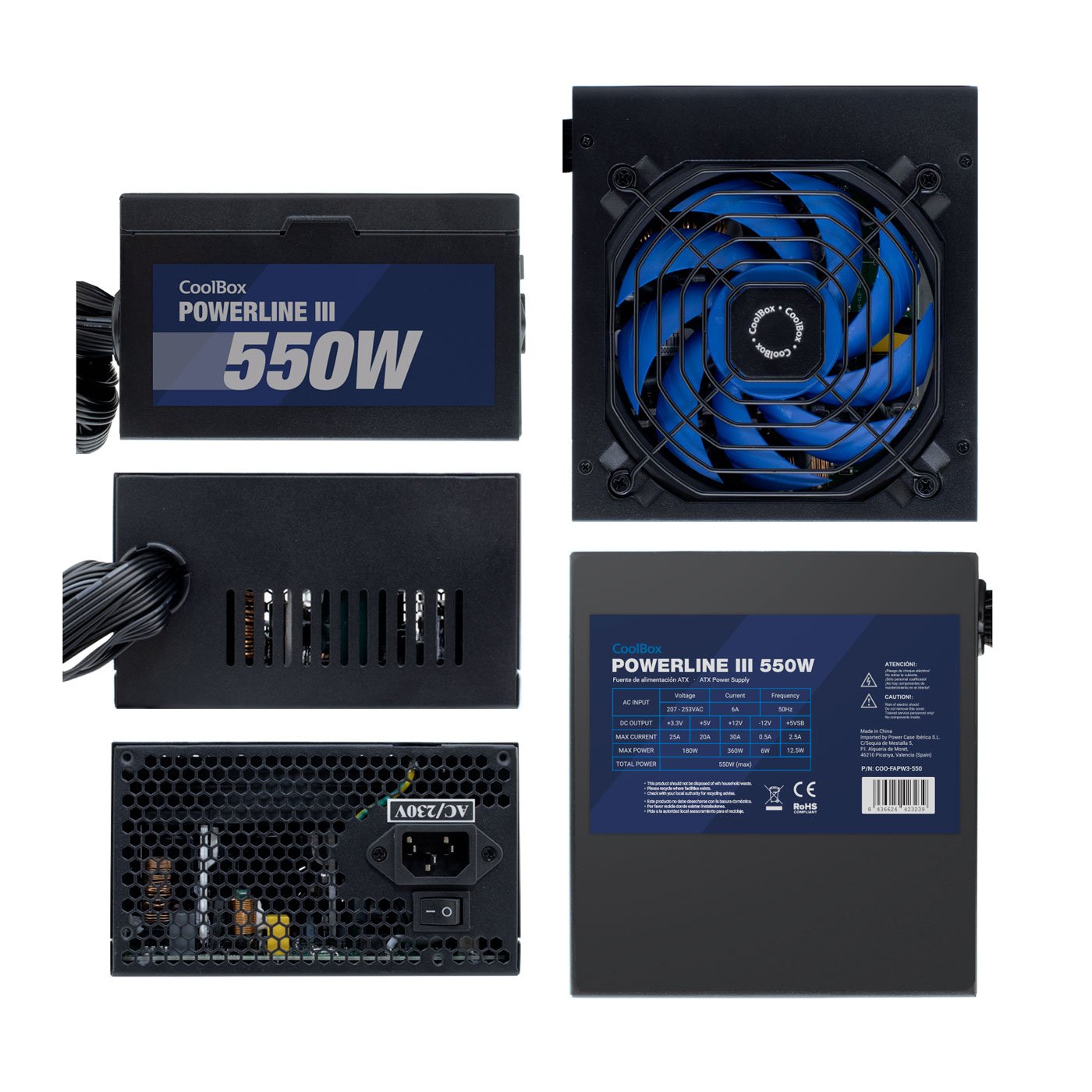 Fuente De Alimentacion Coolbox Atx Powerline Iii 550w 85%Efi Coo-Fapw3-550