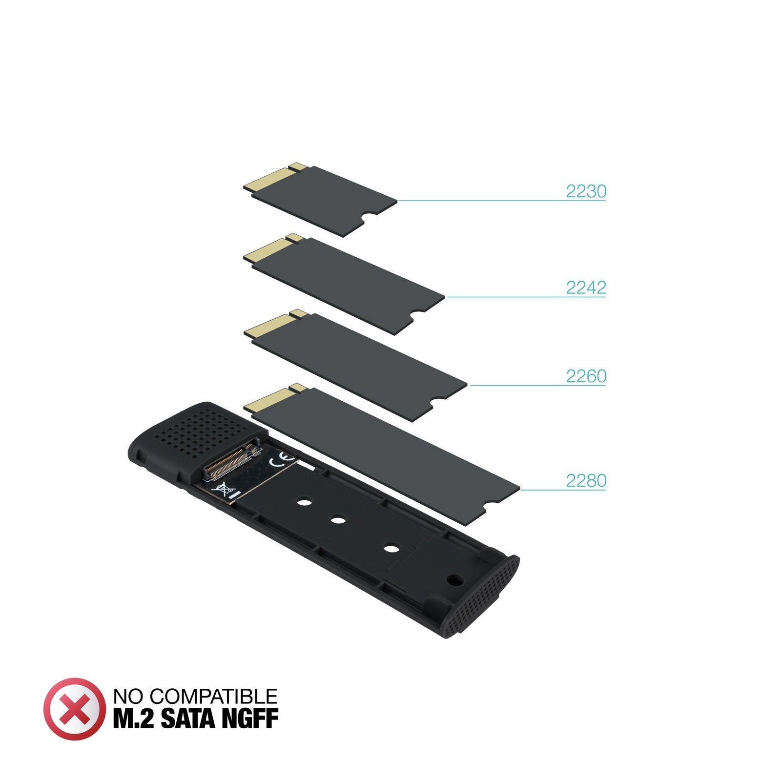 Caja Externa Para Disco Ssd M.2 Nvme Tooq Tqe-2230b Usb 3.1