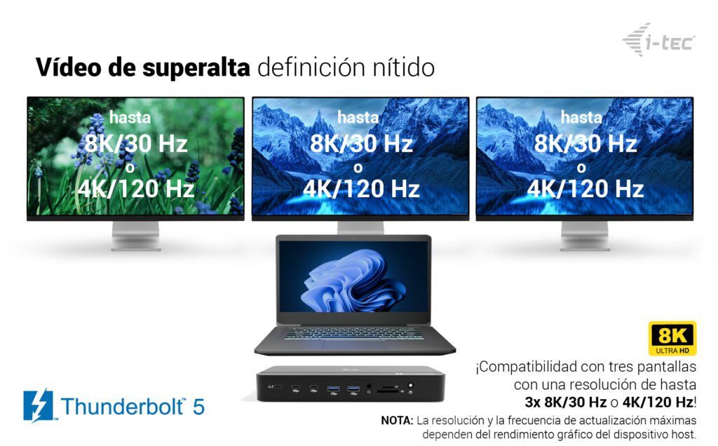 D I-Tec Tb5 Triple Displayds 2xtb5 1xdp 1x2,5glan 1xm.2 Slot 1xaudio Mic 2xusb-C Gen2 2xusb-A Gen2 2xusb 2.0 Sd+Tf Kartenleser Pd 140w