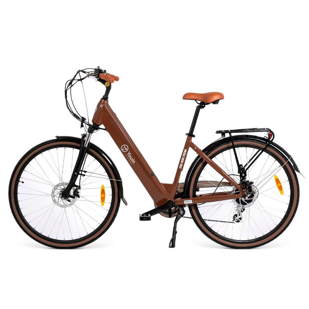 Bicicleta Youin Youride Viena - Paseo - Rueda 28 - Bateria Integrada Y Extraible - Ocre
