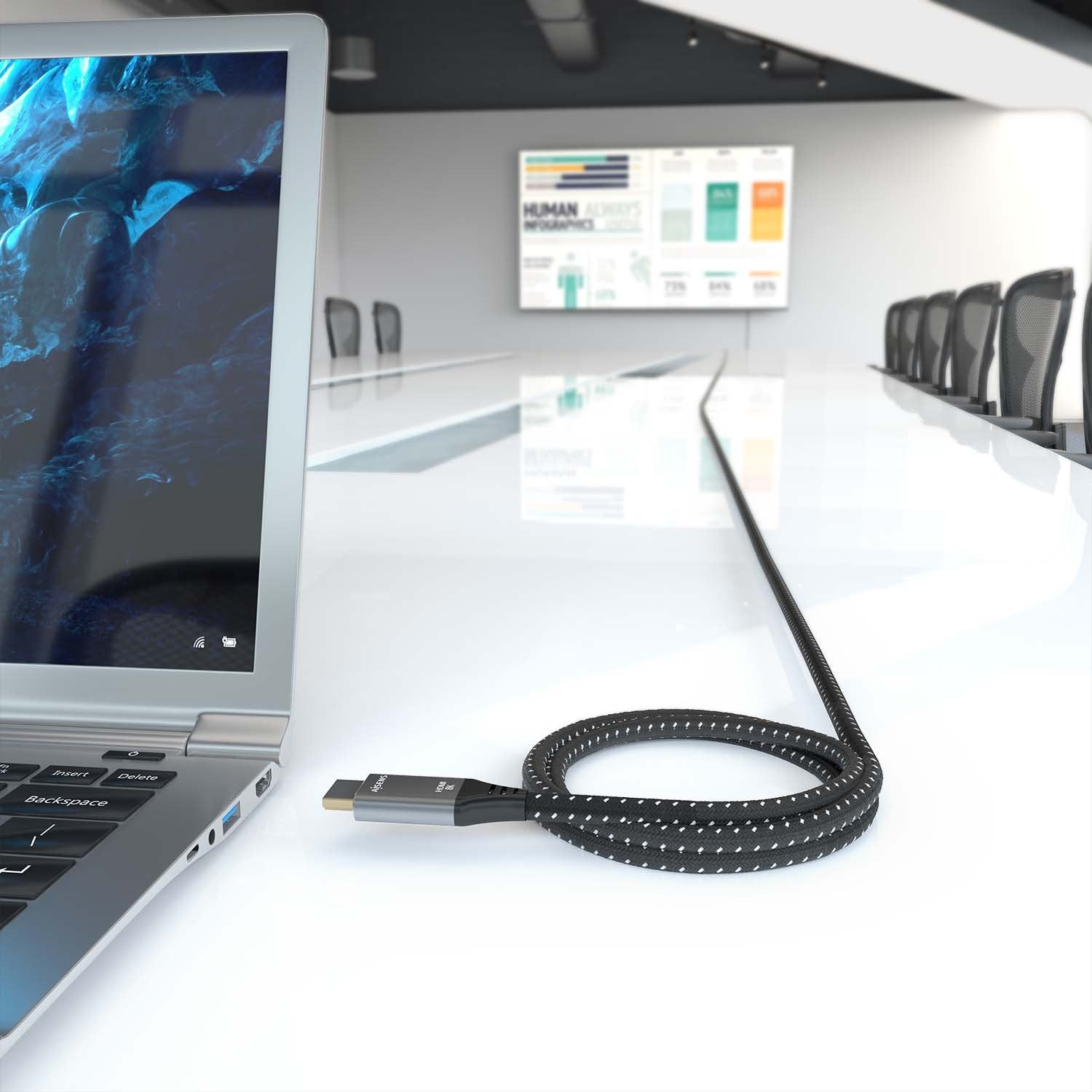 Aisens Cable Hdmi V2.1 Ultra Alta Velocidad / Hec 8k@60hz 48gbps, A/M-A/M, Gris/Negro, 7.0m