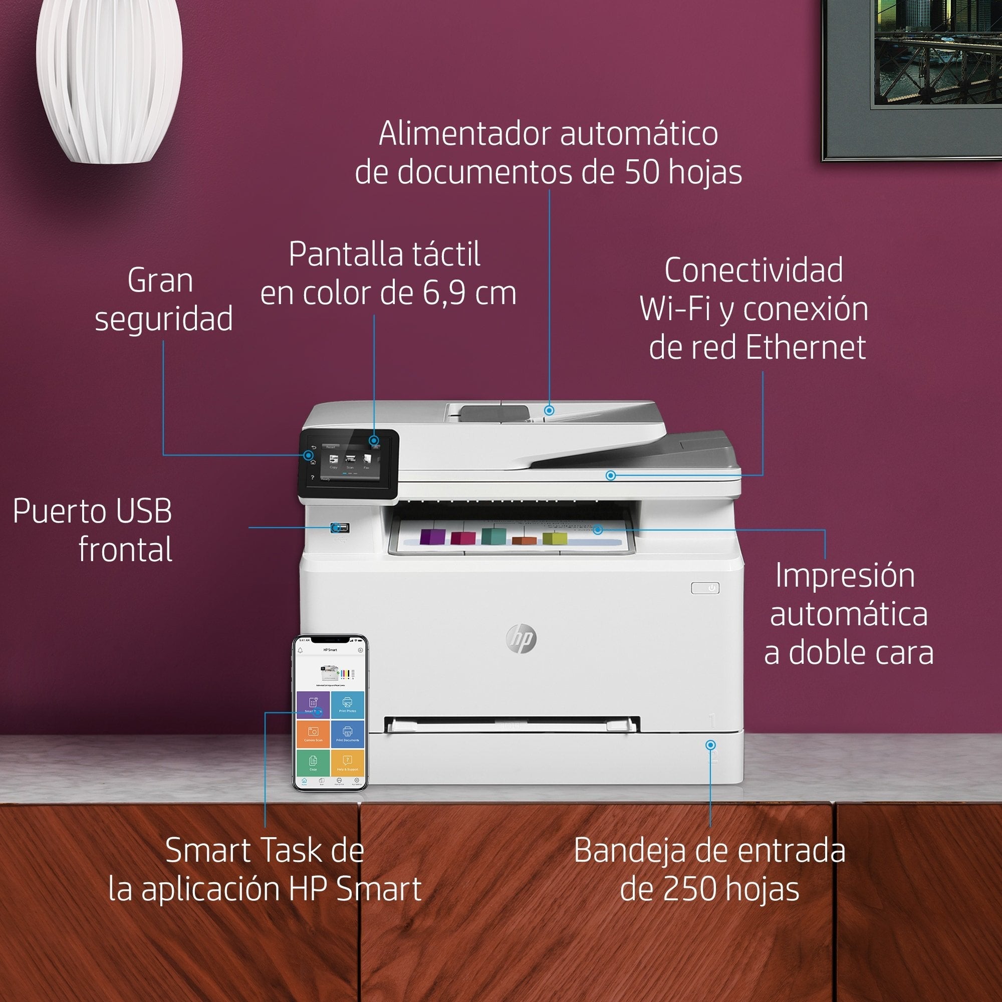 Multifunción Láser Color Hp Láserjet Pro M283fdw Wifi Fax Dúplex Blanca