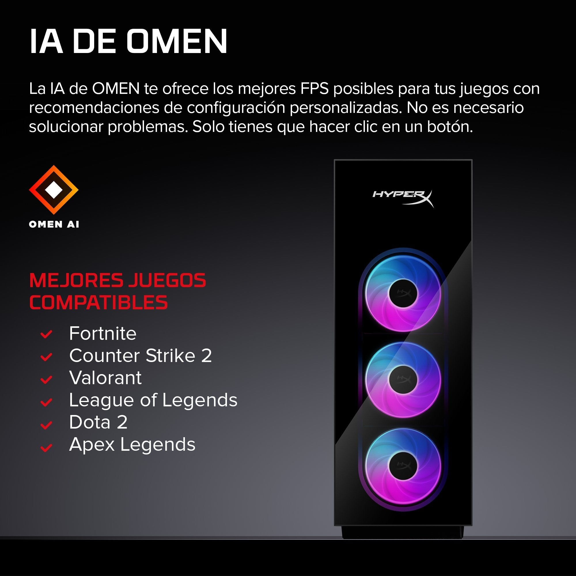 Pc Sobremesa Hyperx Omen Max 45l Gt24-0001ns Intel Core Ultra 7 270k Plus 32gb 2tb Ssd Rtx 5080 Windows 11 Wifi7