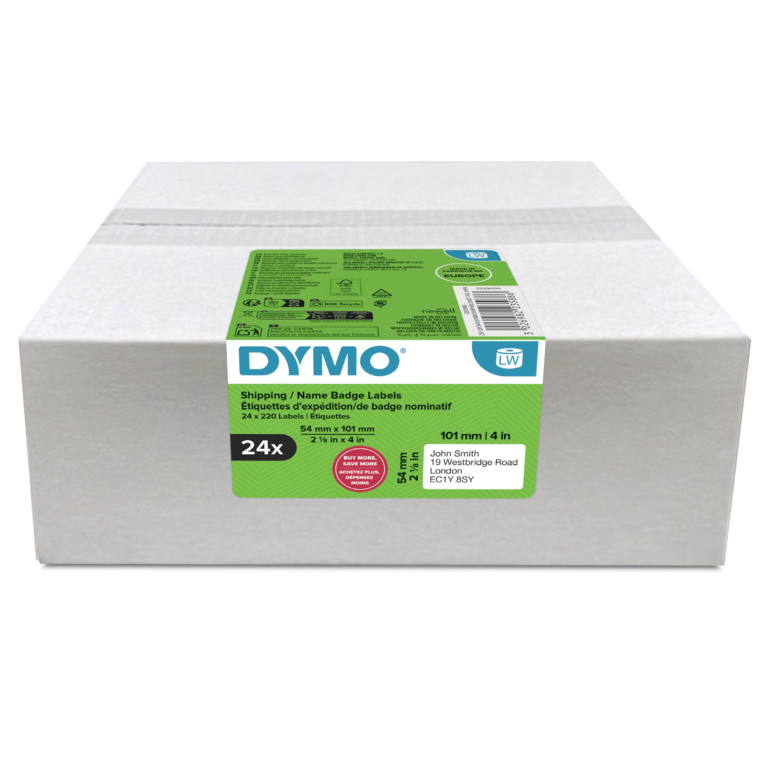 EAN 3026982235886 - DYMO etiketten LabelWriter ft 101 x 54 mm, wit, 220 etiketten, multipack van 24 rollen Blanco imagen 1